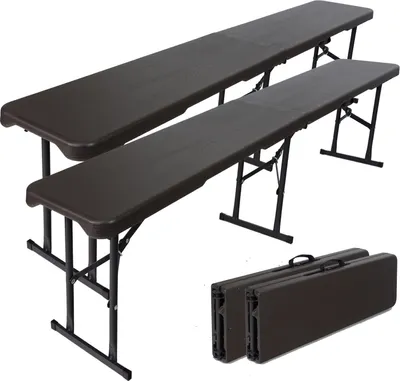 Produktbild von 2x Bierbank Klappbank aus Kunstoff Grau Holzoptik 180cm klappbar Bierzeltbank Campingbank