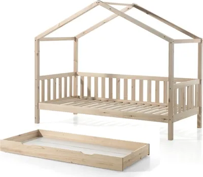 Produktbild von Hausbett >DALLAS< in Natur aus Massive Kiefer - 210x170x97cm (BxHxT)