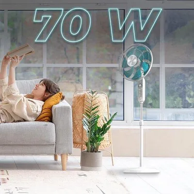 Immagine prodotto di Ventilatore da pavimento 40 cm, silenzioso, 4 velocità, timer, oscillazione a 90°
