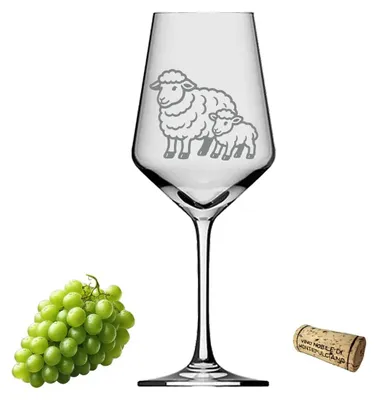 Produktbild von Weinglas Schäfchen mit Baby spülmaschinenfest 350 ml perfekt für Schafsliebhaber