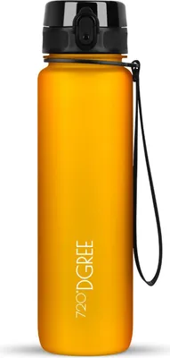 Produktbild von uberBottle softTouch Trinkflasche mit Fruchtbehälter 1000ml / Honey Yellow/ 720DGREE