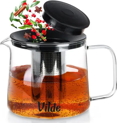 Produktbild von Vilde | Teekanne mit Sieb - 1,5 l - Glas - Hitzebeständig - ideal für Teeliebhaber - mit Infuser