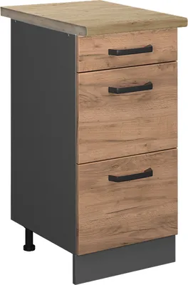 Immagine prodotto di Mobiletto base per cucina Vicco R-Line Rovere dorato 40 cm con cassetti, PL Rovere, Model 45573