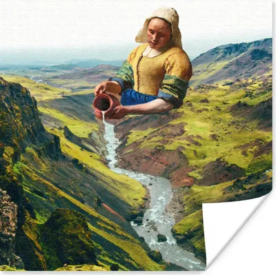 Produktbild von MuchoWow® Poster Milchmädchen - Wasser - Vermeer 75x75 cm - Wand Dekoration