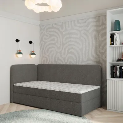 Produktbild von Masseno Boxspringbett GINA 100x200 cm Komplett-Set mit Bonell Matratze und Topper, Polsterbett mit Bettkästen -Grau, QUELLE 92