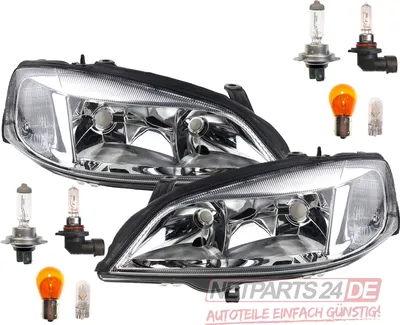 Produktbild von Johns, Scheinwerfer Halogen passend für Opel Astra G Set mit Leuchtmittel Li. Re. 98-04 1216110 1216539 1216157 09117303 09199903 93175368 1216156 121