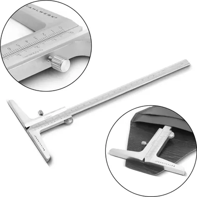 Produktbild von STAHLWERK Tiefenmessschieber 0-200 mm DIN 862 aus rostfreiem Edelstahl