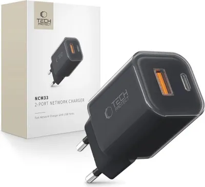 Obrázek produktu pro Tech-Protect Ncm33W 2portová síťová nabíječka Pd33W/Qc3.0 - černá