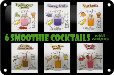 Produktbild von Blechschild Alkohol 18x12cm 6 smoothie cocktails recipes