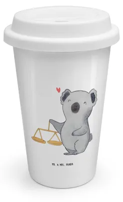 Produktbild von Mr. & Mrs. Panda ToGo Kaffeebecher Waage Astrologie - Weiß - Geschenk, To Go, Thermobecher, Mehrwegbecher, Reisebecher, Sternzeichen, Geburtstagsgeschenk