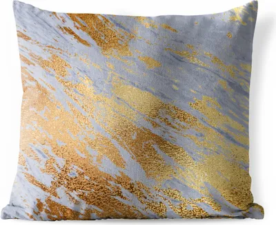 Produktbild von MuchoWow® Outdoor Kissen - Marmor - Gold - Blau - 50x50 cm - Wetterfest - Lounge Kissen - Komfortabel - Kissen mit Bild