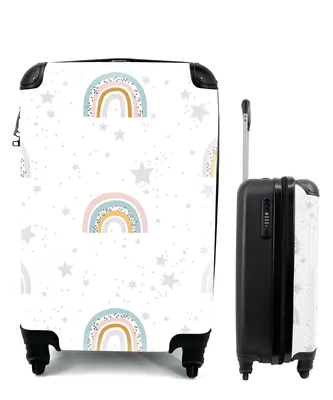 Produktbild von MuchoWow® Koffer Handgepäck Trolley Rollkoffer Kleine Reisekoffer mit 4 Rollen - Muster - Regenbogen - Pastell - Cabin Size < 55x40x23 cm & 55x40x20 cm - Kinderkoffer - Kabinenkoffer - Boardgepäck - Reise-Box - Reisekoffer - Reisegepäck - Koffer mit Bild - Trolley für Kinder