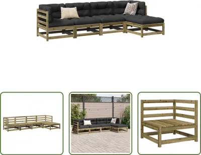 Produktbild von The Living Store 5-tlg. Garten-Sofagarnitur Kiefernholz Imprägniert