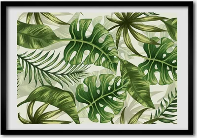 Produktbild von Bild - Bilderrahmen - 100 cm x 70 cm - MDF - Rahmen - Foto - Wandkunst tropische Blätter