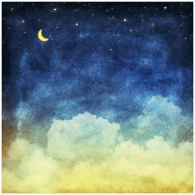 Produktbild von Wallario Möbeldesign / Aufkleber, geeignet für Ikea Lack Tisch - Wolkenhimmel mit Mond und Sternen in 55 x 55 cm