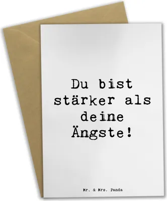 Produktbild von Mr. & Mrs. Panda Grußkarte Spruch Angst überwinden - Weiß - Geschenk, du bist stärker, Liebe, glückwunschkarten, Freiheit, inspirierende Botschaften, Zuversicht, Trost