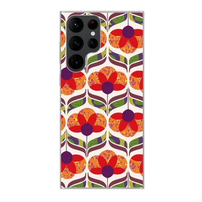 Produktbild von MuchoWow® Handyhülle Schutzhülle Hülle für Samsung Galaxy S22 Ultra Retro - Flower Power - Vintage - Farben Silikon Softcase Handy Hülle - Abbildung