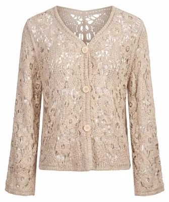 Immagine prodotto di Giacca da donna in maglia, marca ALEIDA, color beige, taglia XS