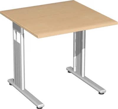 Produktbild von Geramöbel Schreibtisch feste Höhe, 800x800x720, Buche/Silber, S-618101-BS