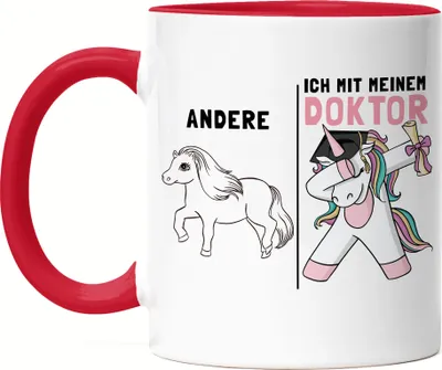 Produktbild von Andere Ich Mit Meinem Doktor Tasse Rot  Einhorn Pferd Abschlussgeschenk Studium Promotion