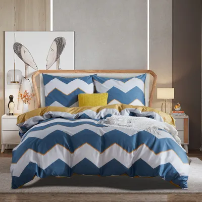 Zdjęcie produktu dla Pościel Granatowa 160X200 + 2 Poszewki Na Poduszki 70X80 Podwójne Satynowe Niebieskie