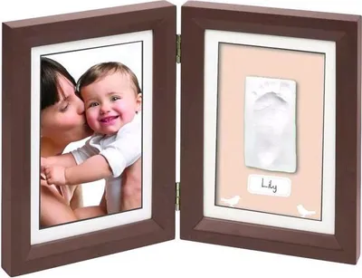 Produktbild von Baby Art PRINT FRAME Fotorahmen BROWN&TAUPE 34120107 Baby Hand & Fuß Gipsabdruck Komplettset mit Bilderrahmen