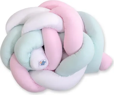 Image de Protection tressée pour lit de bébé blanc rose menthe 180 cm