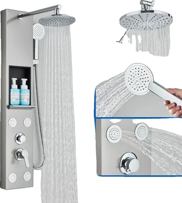 Obrázek produktu pro Sprchový panel, jednopákové ovládání, masážní trysky, kartáčovaný 701