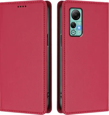 Produktbild von Handyhülle für Ulefone Note 14, Kunstleder Klapphülle Stoßfeste Magnetische Hülle mit Ständer Rot