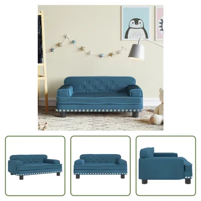 Imagen del producto de Living Store: Sofá infantil azul, 70x45x30 cm, tapizado en terciopelo