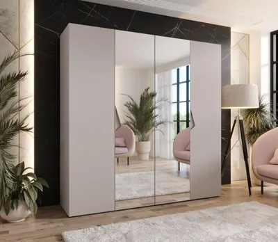 Produktbild von Viertüriger Spiegelschrank 200 cm AMARIS 2 - Kaschmir / Kaschmirgriffe