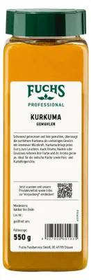 Produktbild von Fuchs Curcuma gemahlen intensiv gelboranges Gewürzpulver 550g