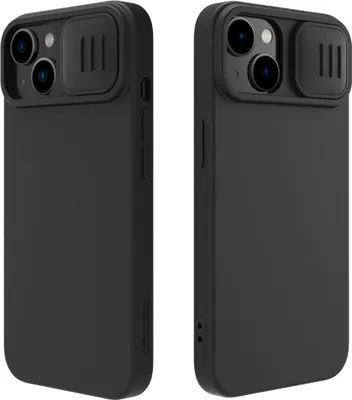 Zdjęcie produktu dla Nillkin CamShield šilkinis silikoninis dėklas iPhone 15 Plus su fotoaparato dangteliu - juodas