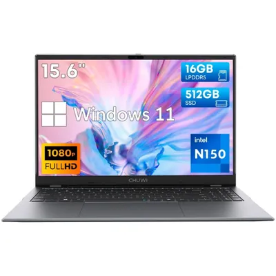 Imagen del producto de Chuwi GemiBook Plus, Intel® N, pantalla de 39,6 cm (15,6"), resolución de 1920 x 1080 píxeles, 16 GB de RAM, 512 GB de almacenamiento, Windows 11 Home