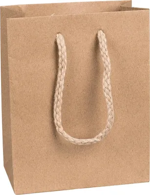 Produktbild von Papiertragetaschen, Braun, 10 x 12 x 6,5 cm, Baumwollkordel - 12er Pack