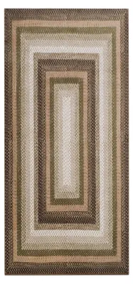 Imagen del producto de Alfombra para pasillo, diseño geométrico rectangular, 60 x 230 cm, 100% poliéster, base de goma antideslizante, lavable a máquina, 6 mm de grosor, color verde