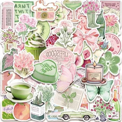 Obrázek produktu pro Sada samolepek Matcha, 100 voděodolných a roztomilých samolepek na scrapbooking, zápisníky, cestovní tašky a láhve na vodu