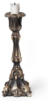 Produktbild von Exquisit, Goldglänzender Gothic Barock Kerzenständer 23,5 cm