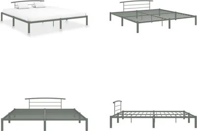 Produktbild von vidaXL Bettgestell Grau Metall 200x200 cm - Bettgestell - Bettgestelle - Bettrahmen - Doppelbett