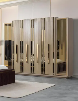 Image de Ensemble de chambre à coucher élégant comprenant un lit, deux tables de chevet et une armoire