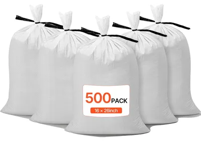 Immagine prodotto di Sacchi di sabbia VEVOR per inondazioni, confezione da 500, 400x660 mm, sacchi intrecciati con cinghie, capacità di carico 22,6 kg, sacchi di sabbia in polipropilene per acqua alta, resistenti allo strappo e ai raggi UV, per barriere di protezione dalle inondazioni
