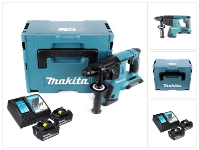 Produktbild von Makita DHR 263 RGJ Akku Bohrhammer 36 V ( 2x 18 V ) 3,0 J SDS-plus + 2x Akku 6,0 Ah + Ladegerät
