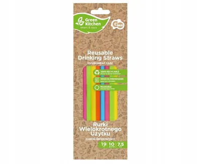 Zdjęcie produktu dla Słomki Rurki Wielokrotnego Użytku Mix Kolorowe Plastikowe 7,5x190mm 10szt