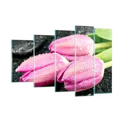 Produktbild von Bilder auf glas - Tulpen Tau Steine Pflanze - 150x100cm - Glasbilder - Wandbilder - Kunstdruck - zum Aufhängen bereit - Wanddekoration aus Glas - Glas Bilder - Wandbild auf Glas - GEG150x100-2485