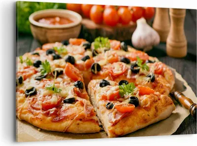 Produktbild von Bild auf Leinwand - Leinwandbild - Pizza Käse Tomaten - 120x80cm - Wand Bild - Wanddeko - Leinwanddruck - Bilder - Kunstdruck - Wanddekoration - Leinwand bilder - Wandkunst - AA120x80-3907