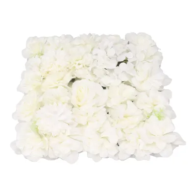 Image de Panneaux muraux à fleurs artificielles, décoration rose en soie, fond pour mariage et fête, 38 x 38 cm, blanc