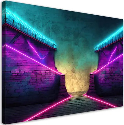 Produktbild von Leinwandbild Abstrakte Neon-Textur 100x70 Feeby Violett bild für die wand bereit zum aufhängen