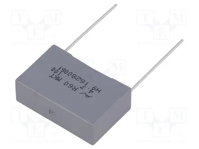 Immagine prodotto di 1 condensatore: poliestere, 4,7 µF, 63 VAC, 100 VDC. Dimensioni: 22,5 mm. Codice: R60EN44705030K. Poliestere