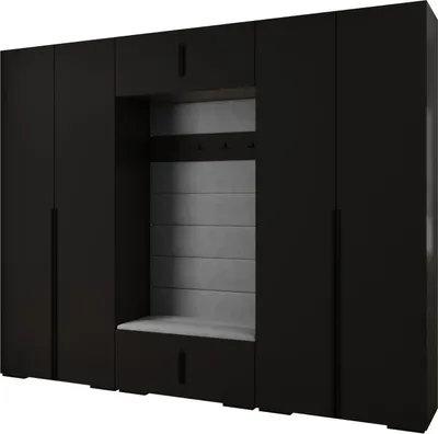 Produktbild von MEBLE KRYSPOL Inova 1 Möbelset Garderobe, 236,7x300x47cm - Schwarz, Manila 16, Schwarz