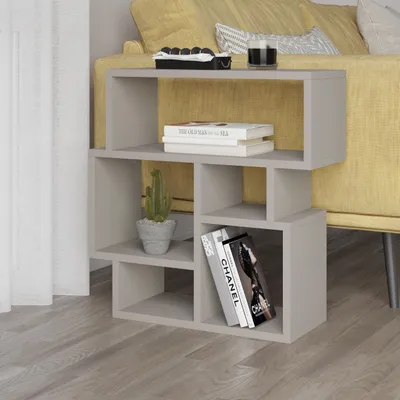 Produktbild von DECORTIE Karma Moderner Beistelltisch Mehrzweck mit Kreativität Sandstein 22 x 59 x 61 cm